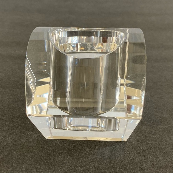Oleg Cassini Crystal Votive Candle Holder Pyramid  2" Tall w/Original Box signed - Picture 9 of 13